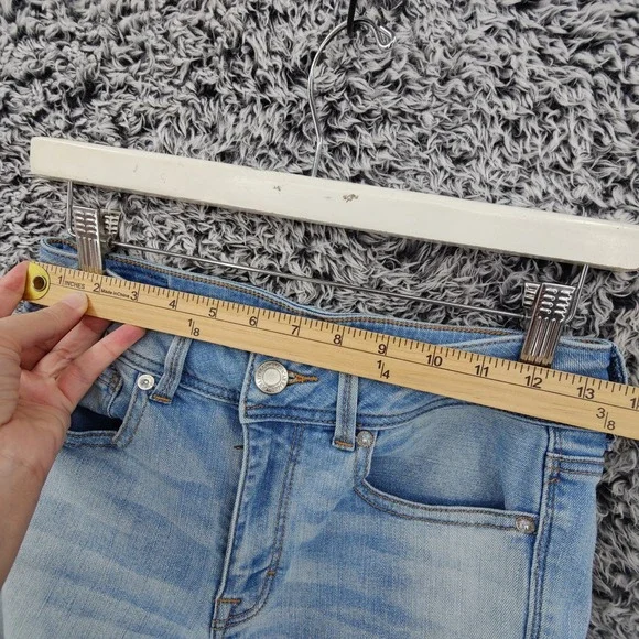 American Eagle Women Super Stretch Kick Boot Jeans 6 Light Blue Flare Denim - Picture 2 of 15